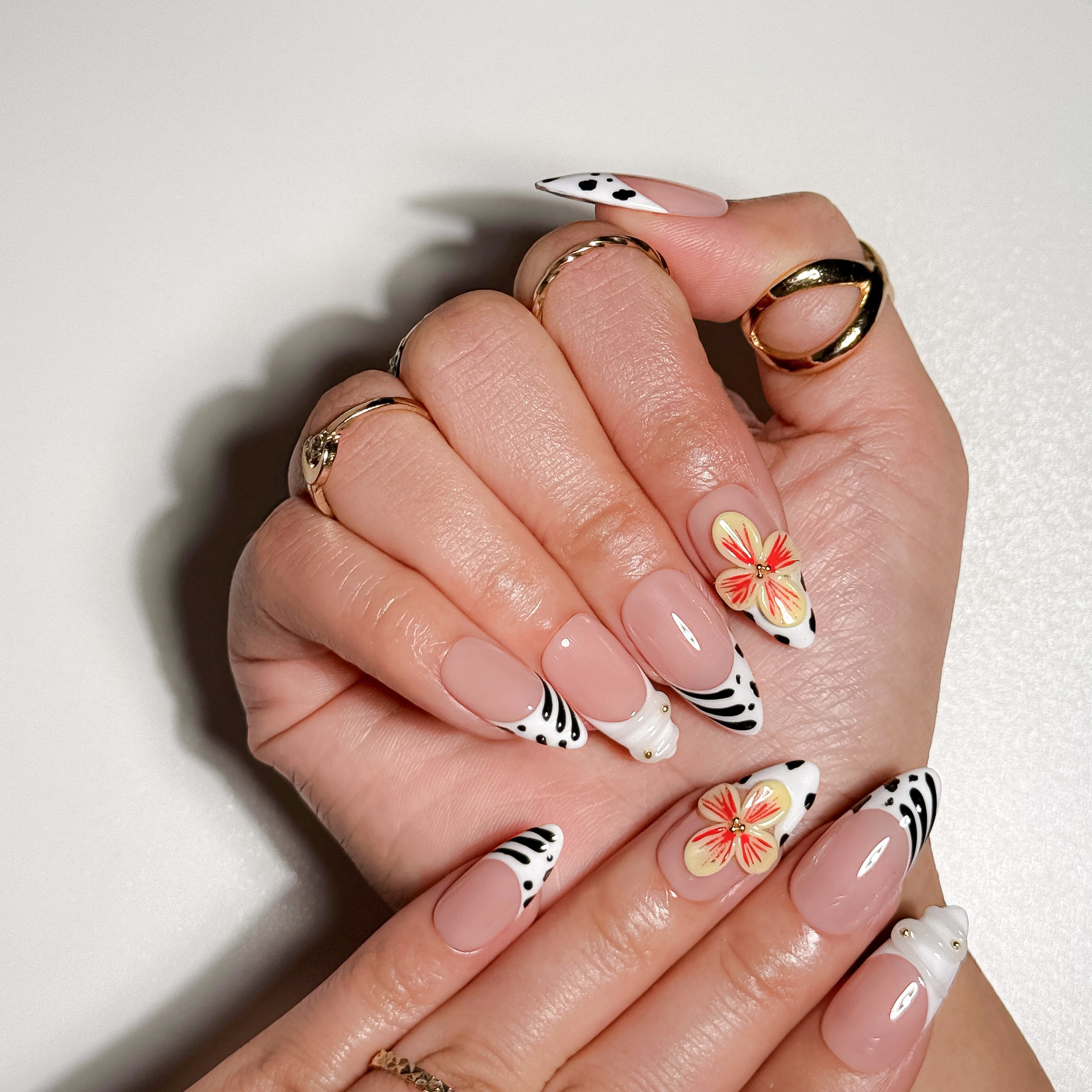 Blush Art Muse Abstract Nude and White Press on Nails with Texture