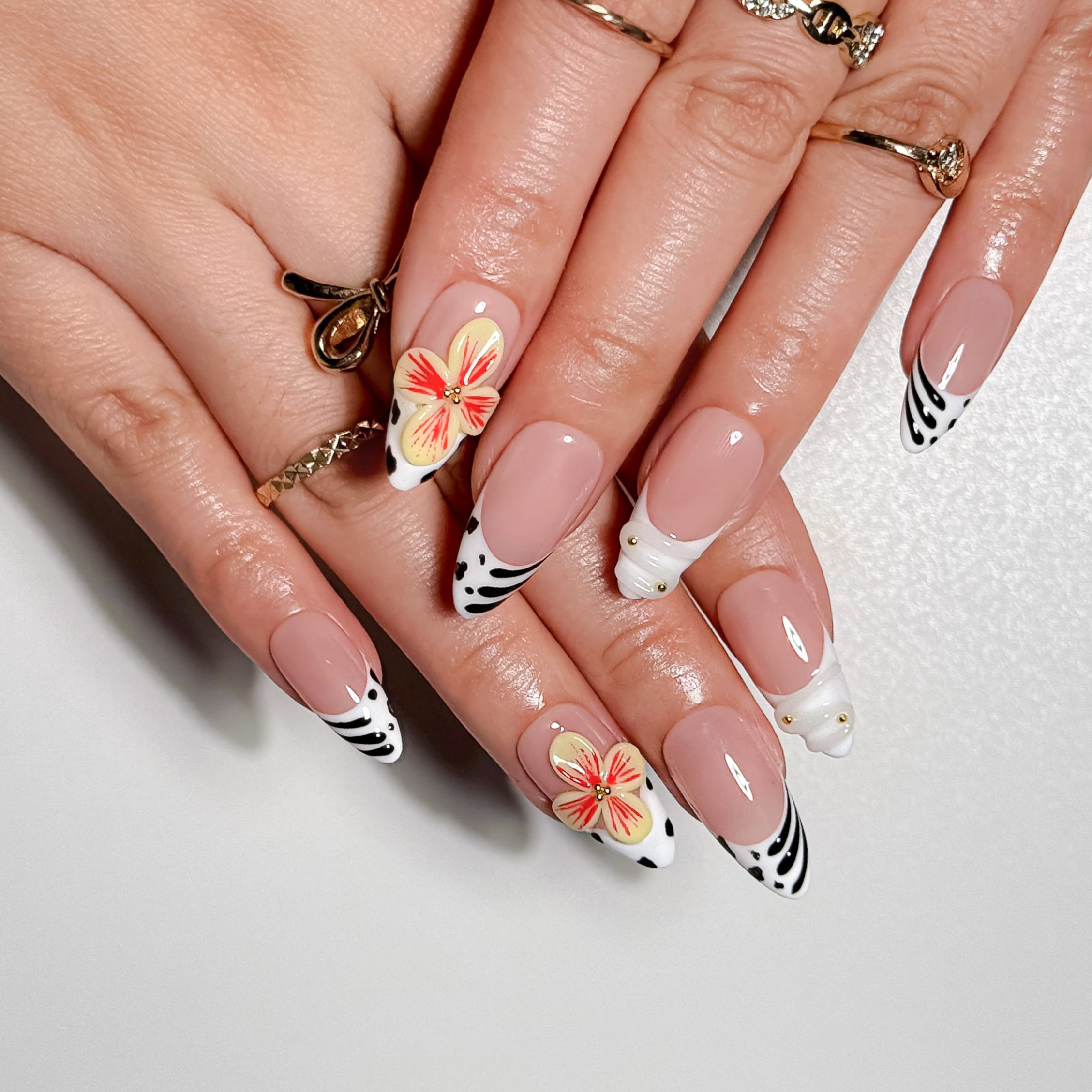 Blush Art Muse Abstract Nude and White Press on Nails with Texture