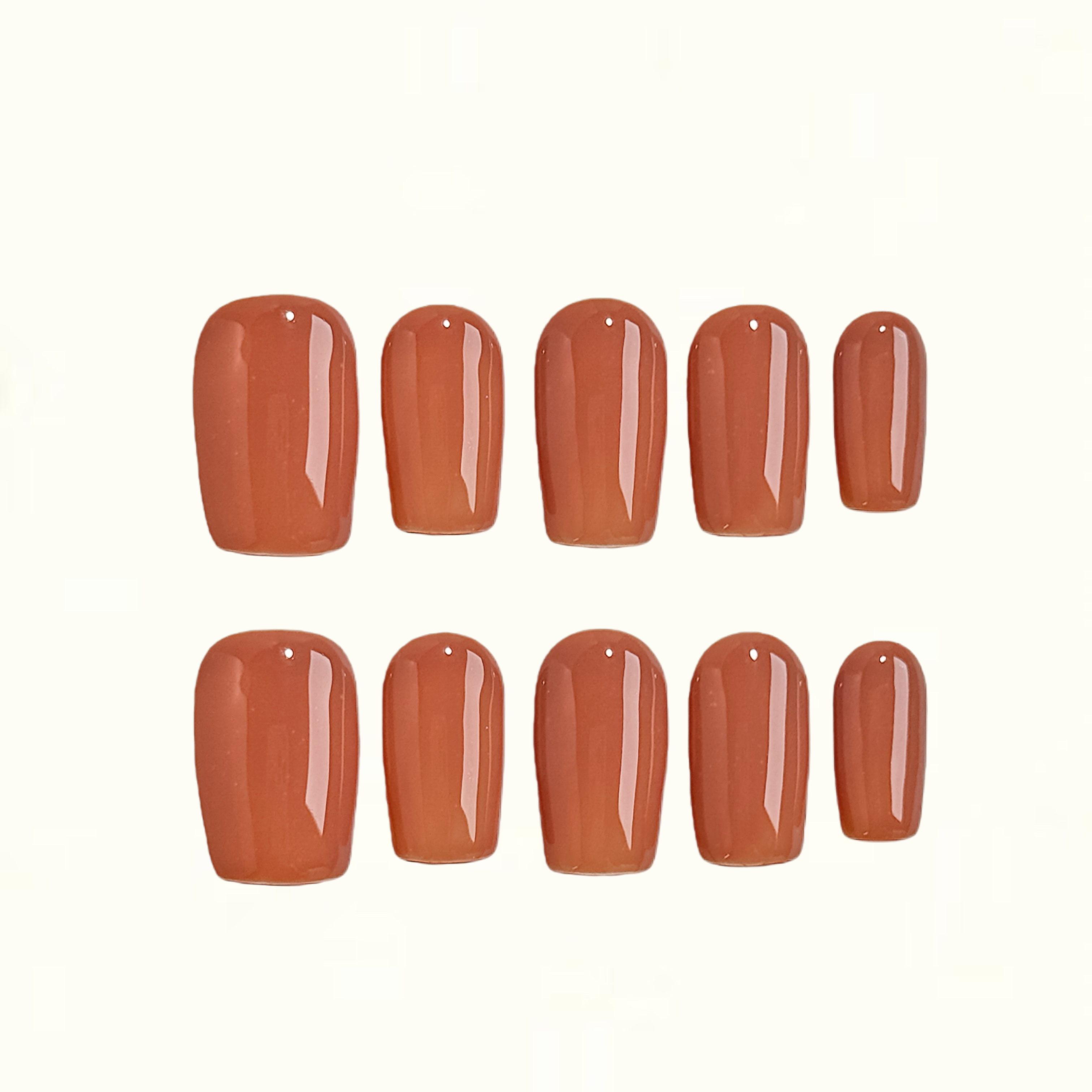 Cinnamon Nude Warm Terracotta Brown Glossy Press on Nails