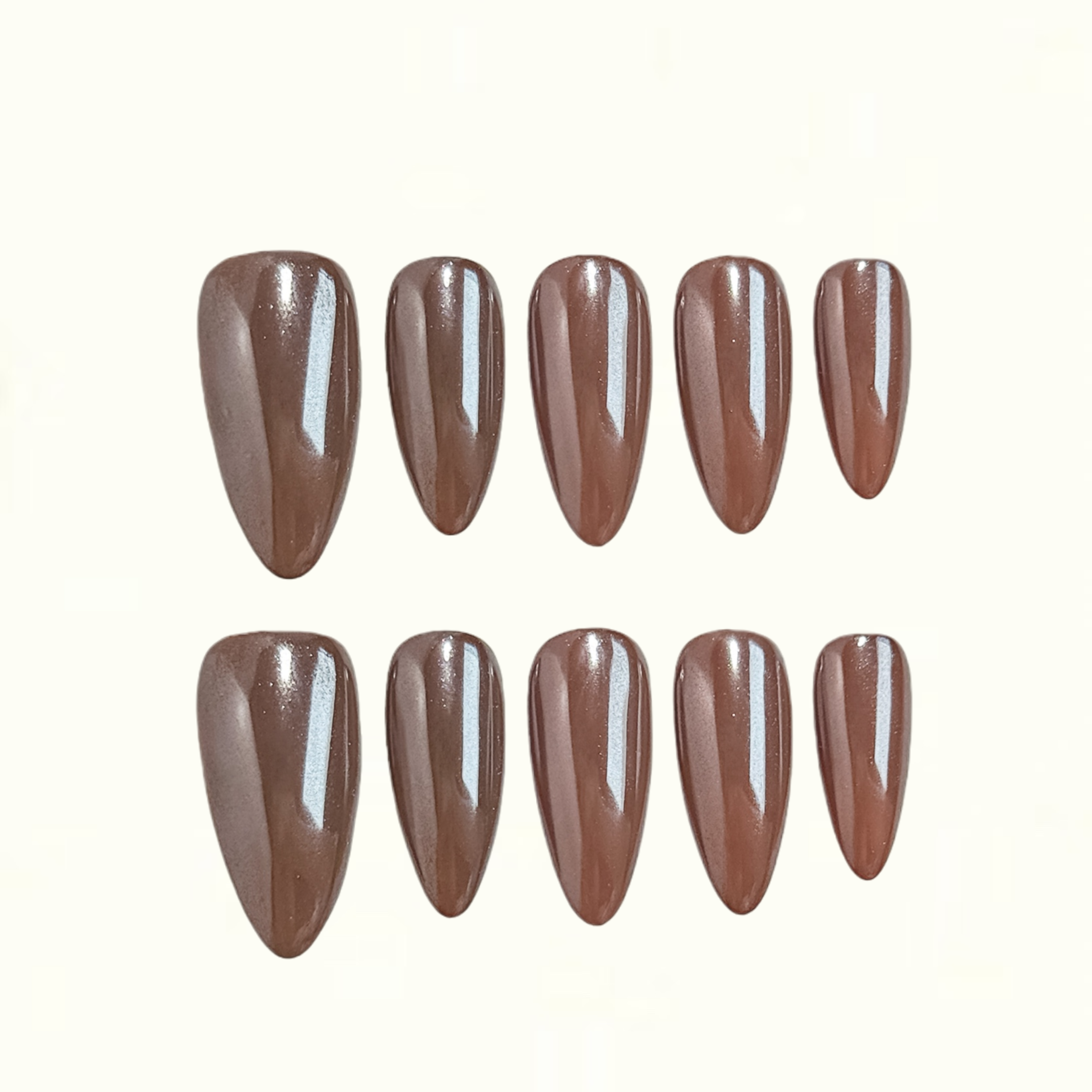 Cocoa Gloss Chocolate Brown High Gloss Press on Nails