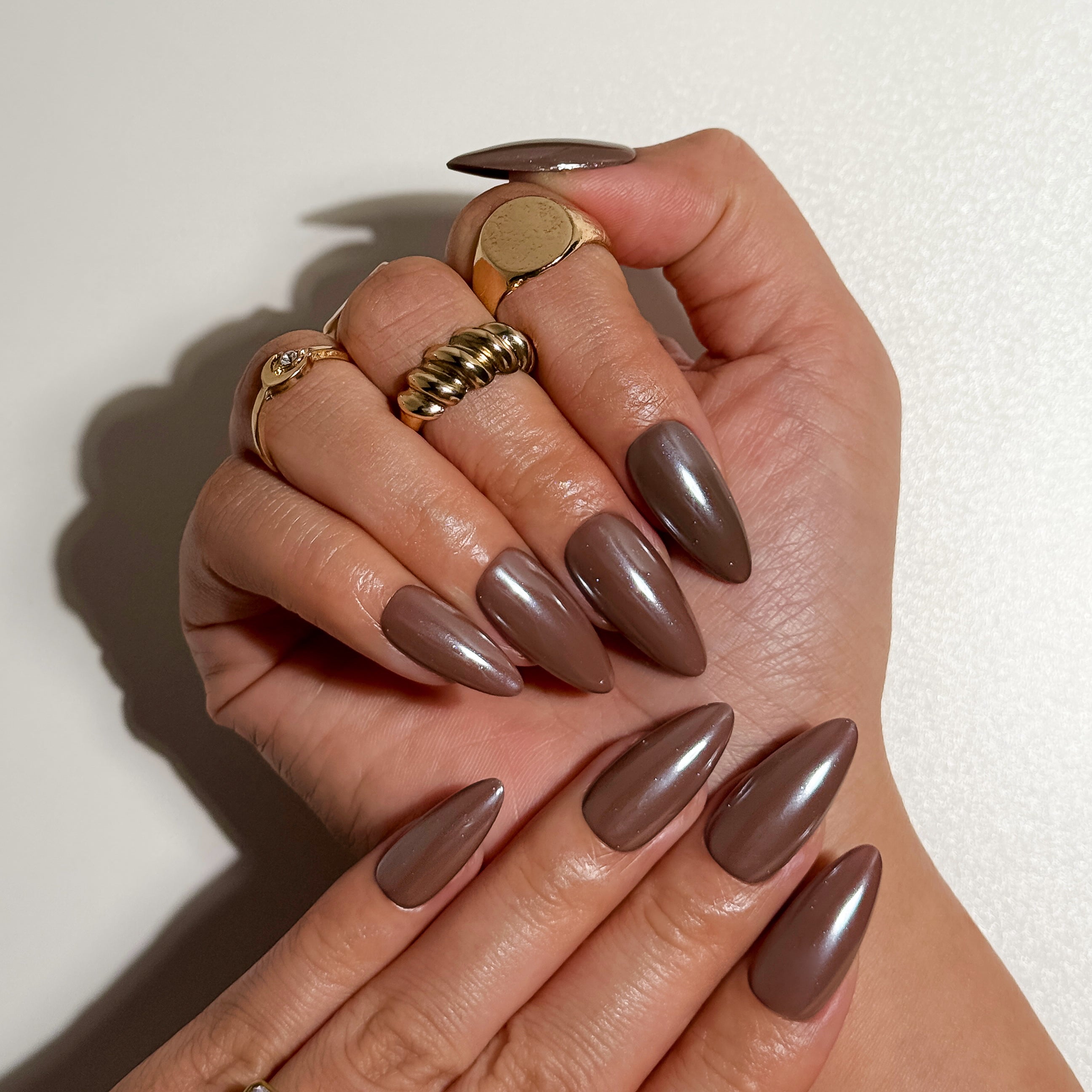 Cocoa Gloss Chocolate Brown High Gloss Press on Nails