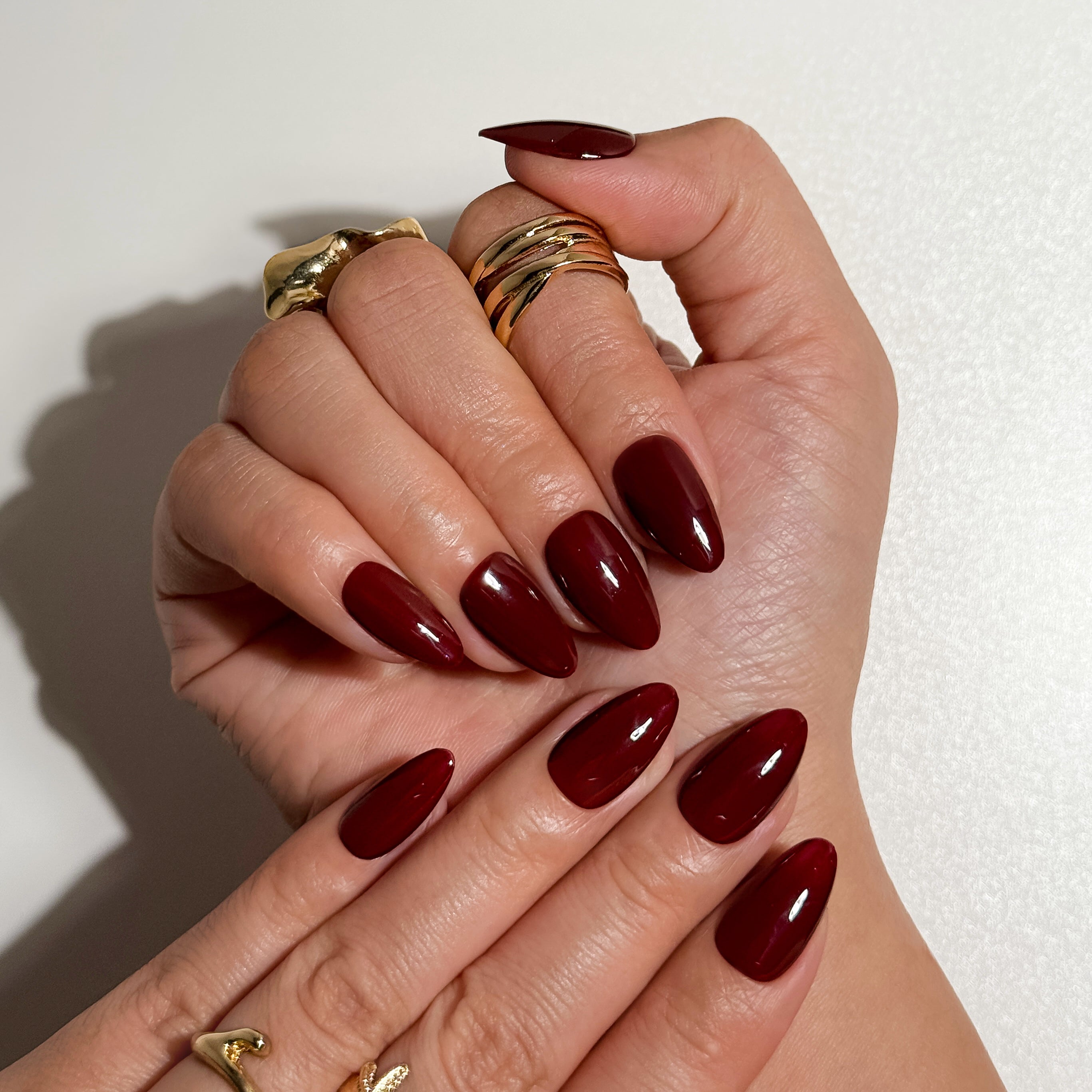 Merlot Deep Red Glossy Basic Press on Nails