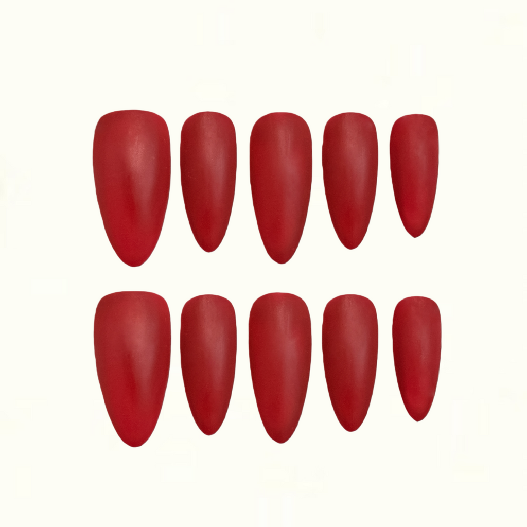 Rouge Matte Deep Red Short Basic Press on Nails
