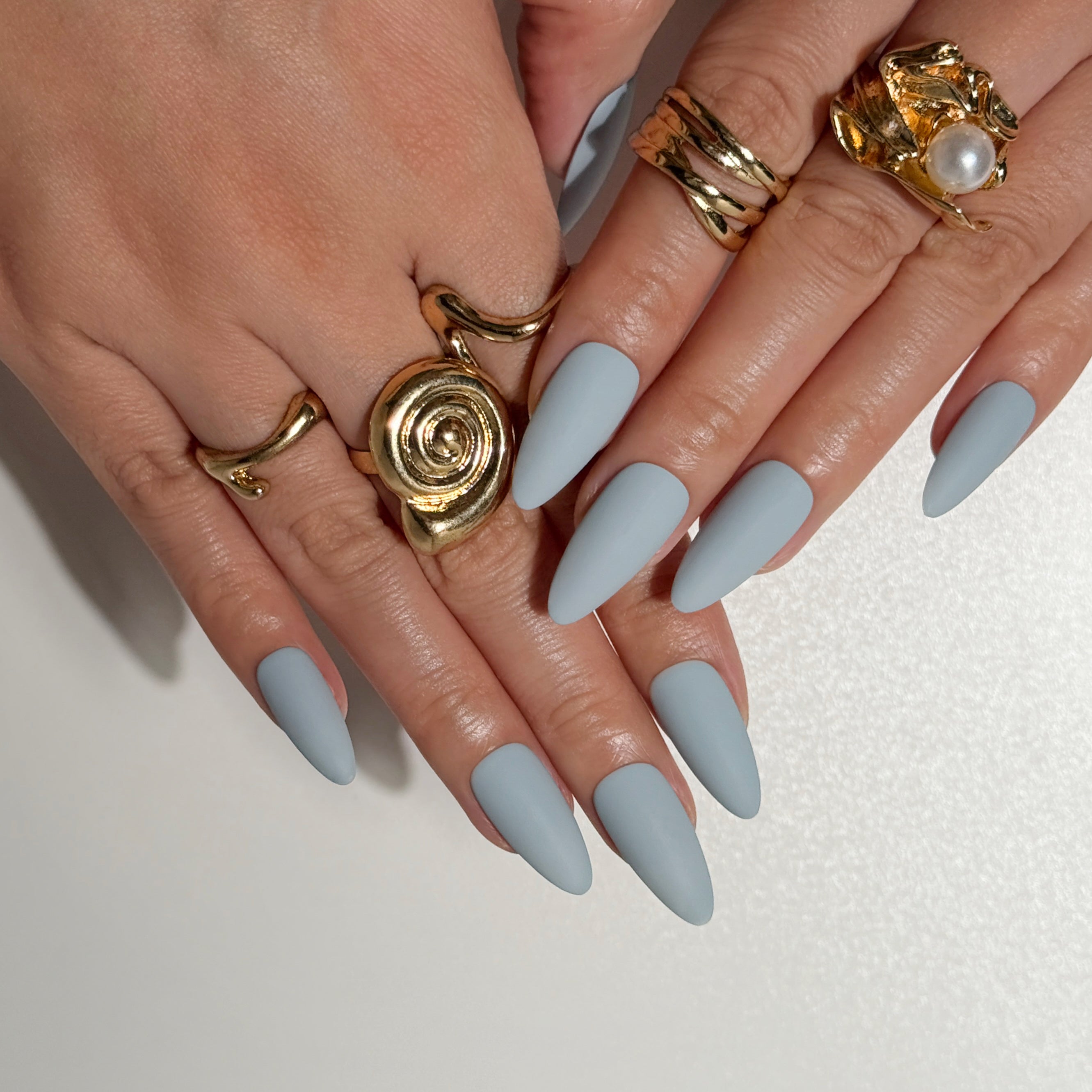 Sage Mist Matte Muted Sage Blue Press on Nails