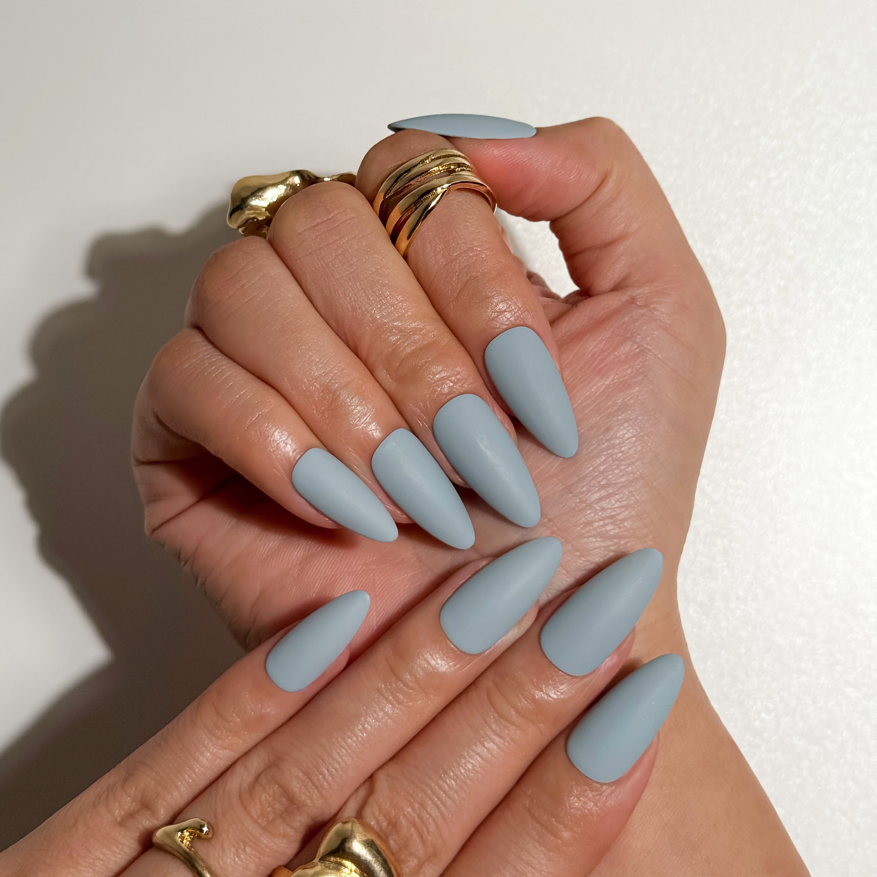 Sage Mist Matte Muted Sage Blue Press on Nails