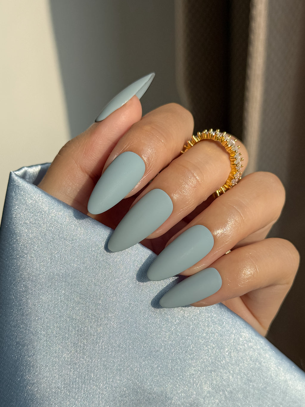 Sage Mist Matte Muted Sage Blue Press on Nails