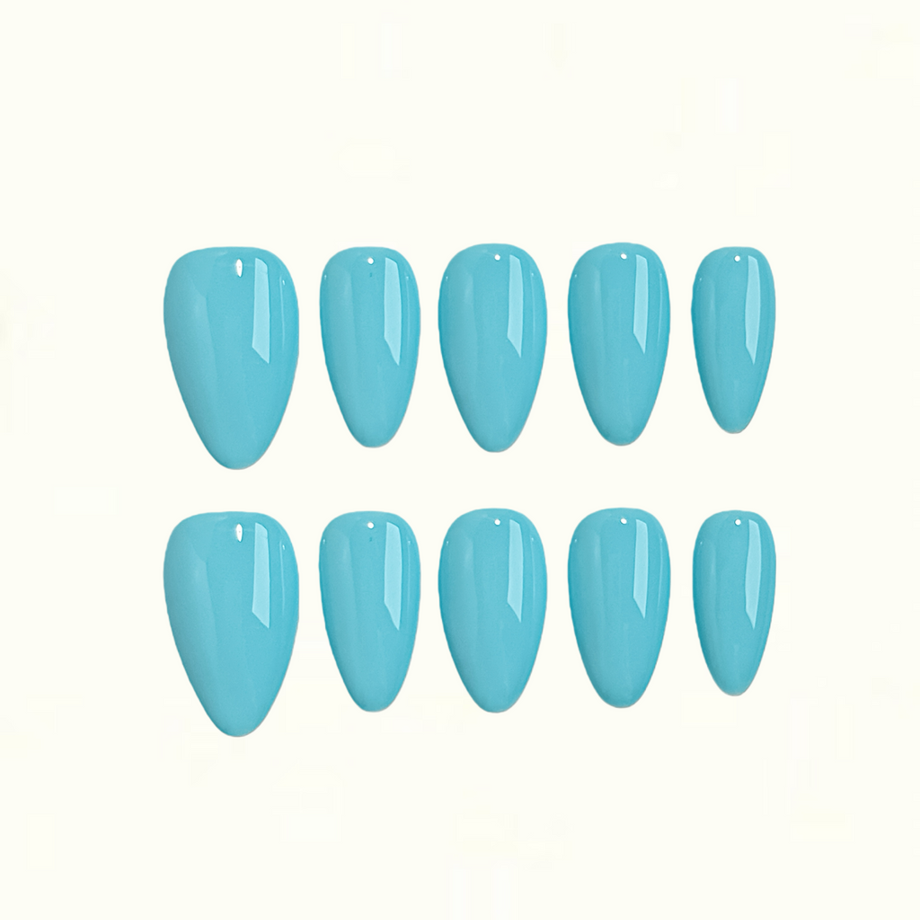 Tiffany Blue Glossy Aqua Blue Press on Nails
