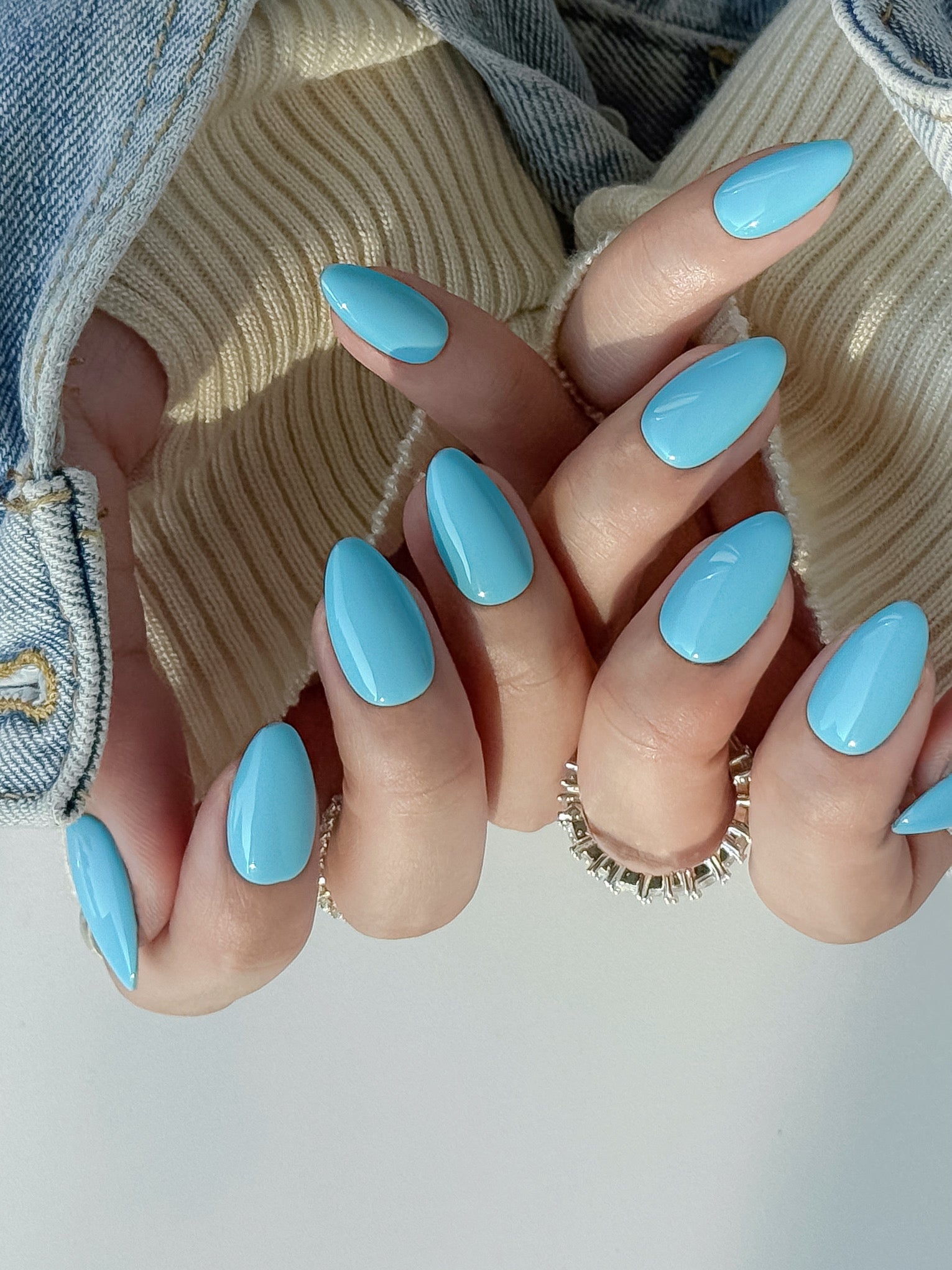 Tiffany Blue Glossy Aqua Blue Press on Nails